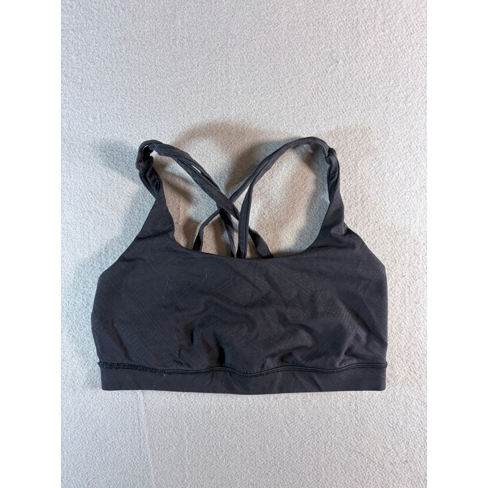 Lululemon Energy Bra Black Strappy Crisscross Back Sports Bra Womens Size 4